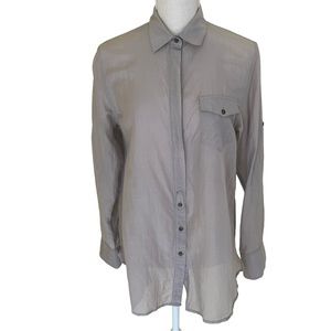 Club Monaco Pale Taupe Button Down Convertible Sleeve Shirt S